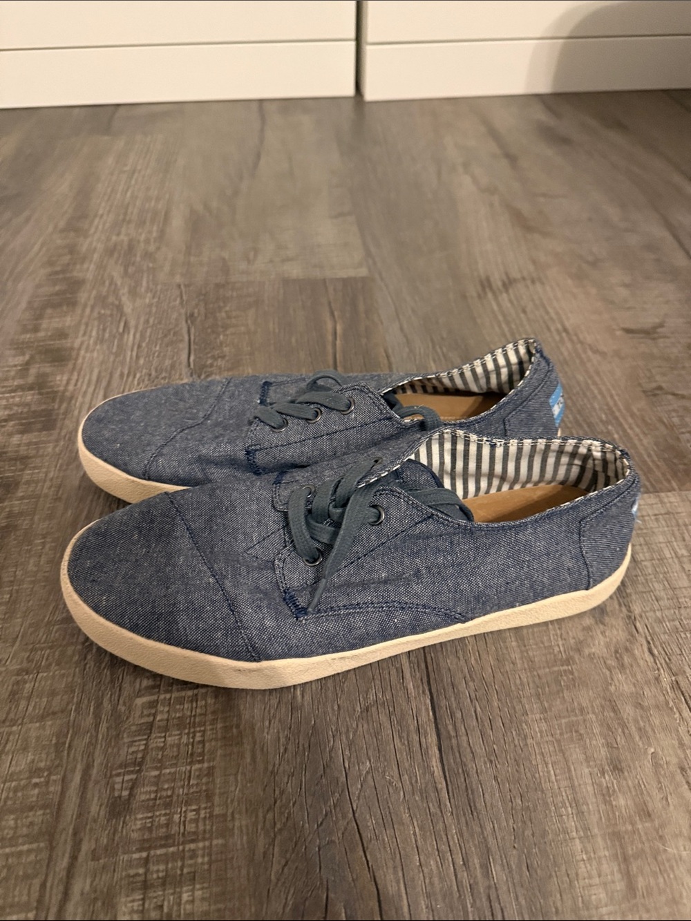 Toms Navy Blue Canvas Lace-Up Sneakers